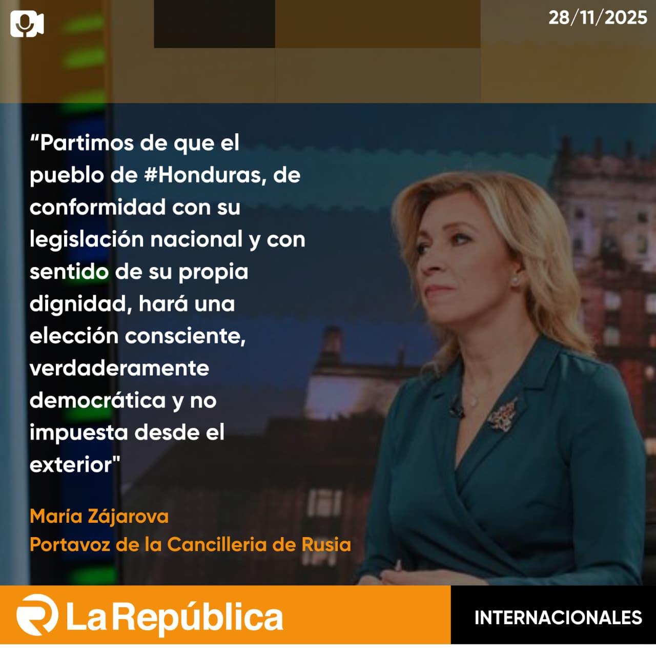 La portavoz de la Cancillería de Rusia; María Zájarova escribió en la cuenta de X de la Cancillería de Rusia - Cover Image